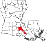 Map of Louisiana highlighting Saint Martin Parish